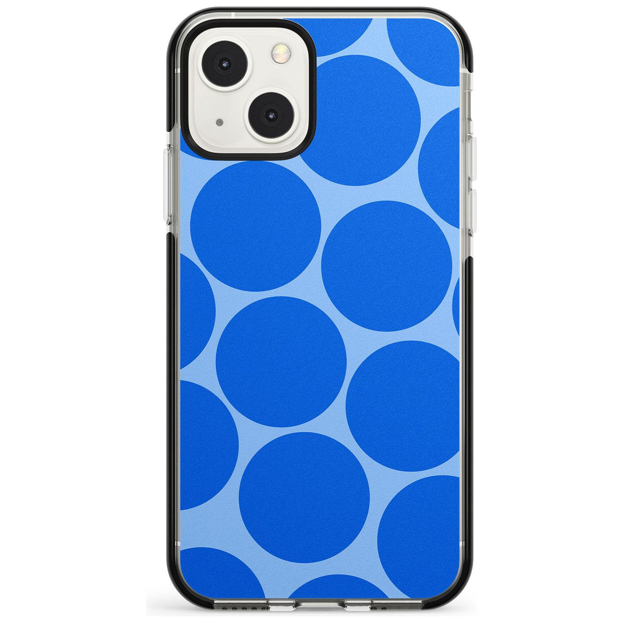 Abstract Retro Shapes: Blue Dots Phone Case iPhone 13 Mini / Black Impact Case Blanc Space