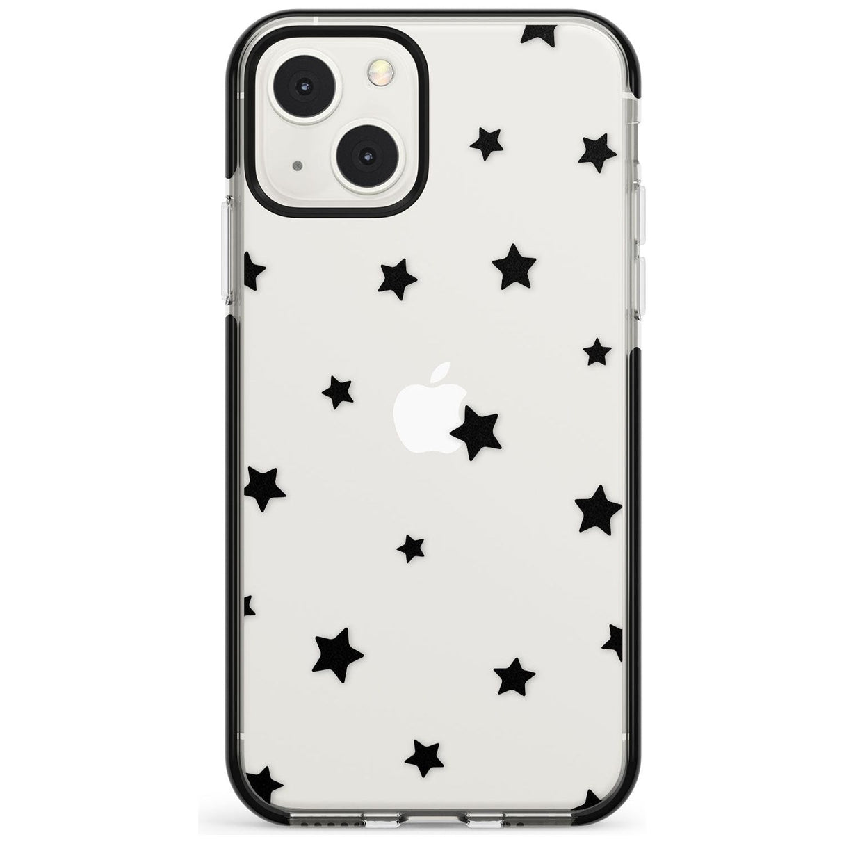 Black Stars Pattern Phone Case iPhone 13 Mini / Black Impact Case Blanc Space