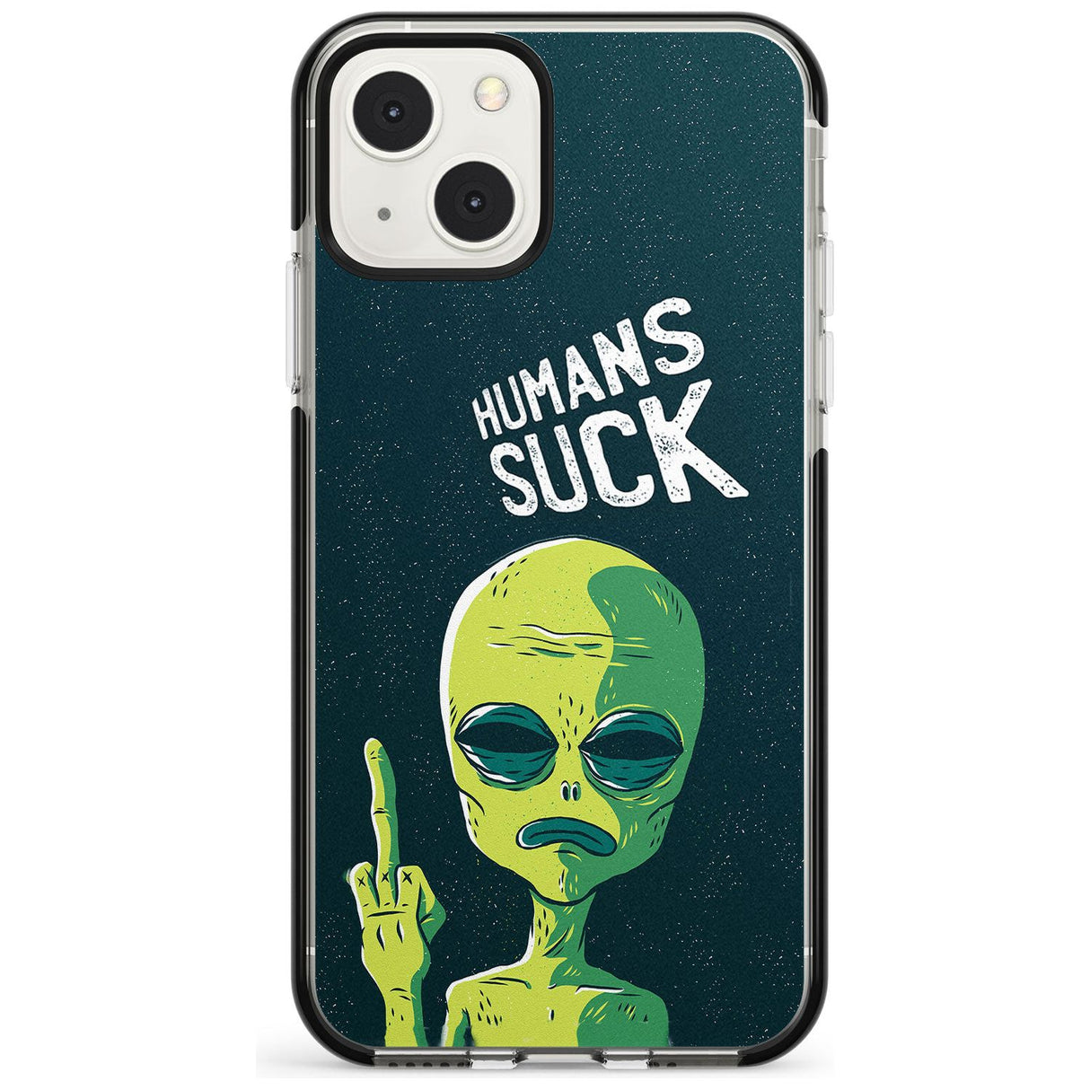 Humans Suck Alien Phone Case iPhone 13 Mini / Black Impact Case Blanc Space