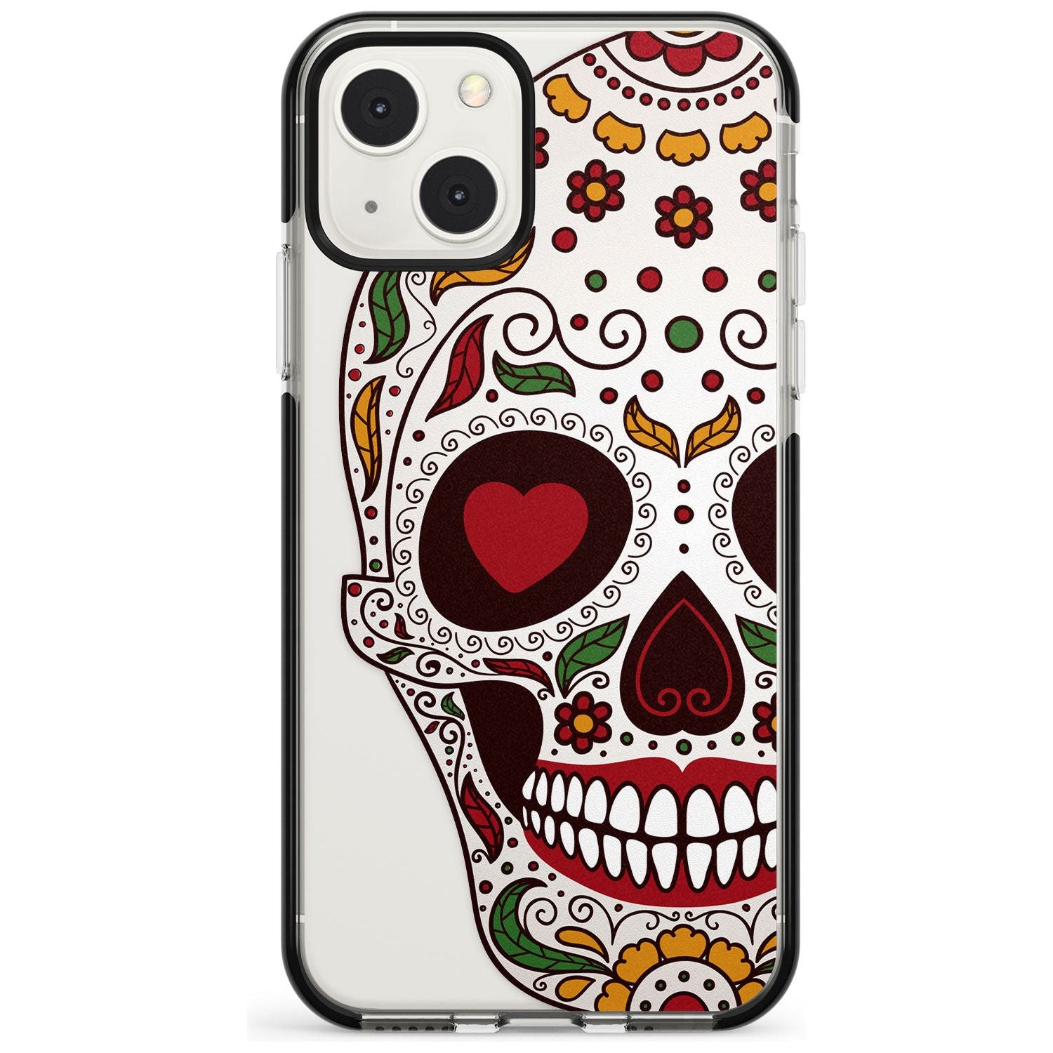 Autumn Sugar Skull Black Impact Phone Case for iPhone 13 & 13 Mini