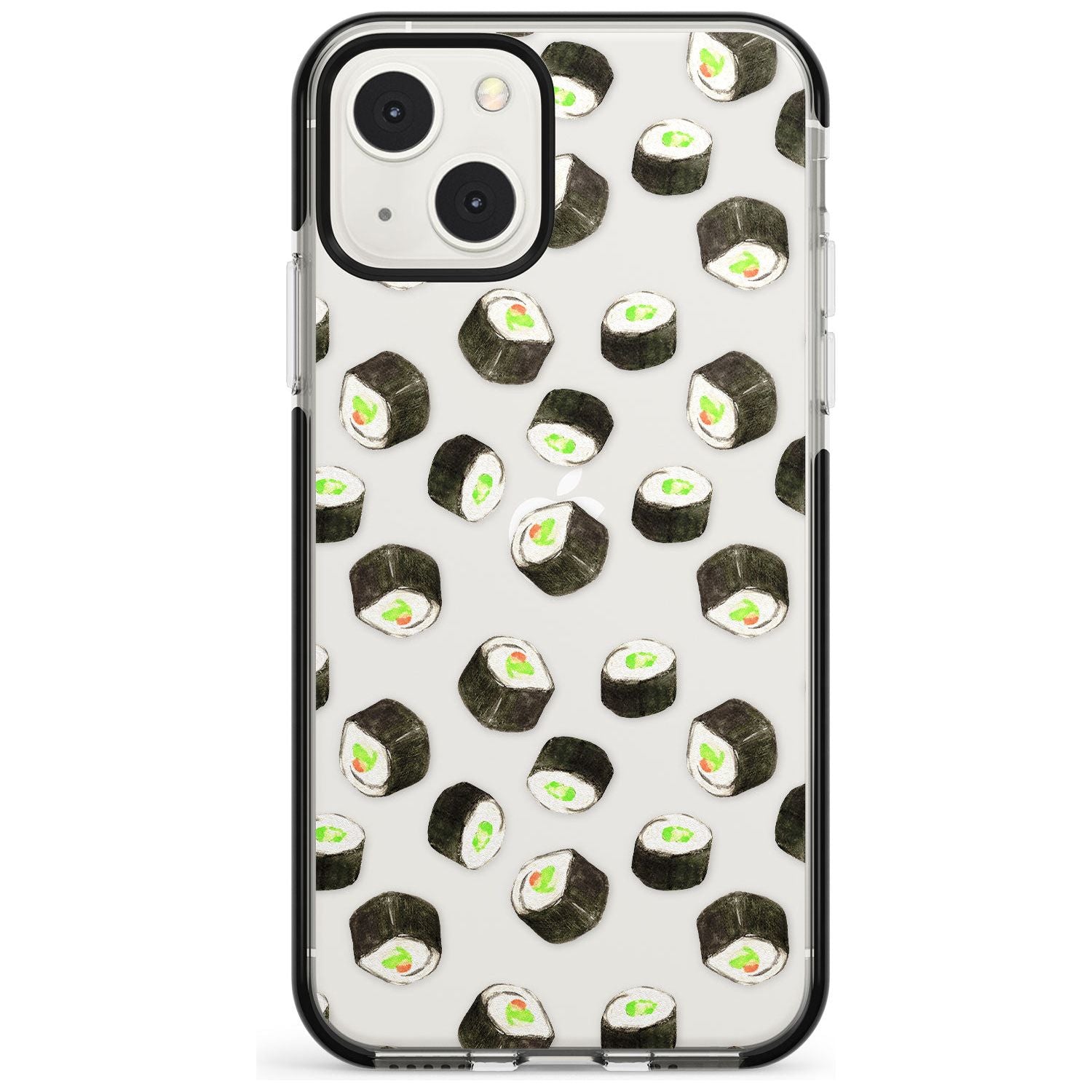 Maki Rolls Sushi Pattern Phone Case iPhone 13 Mini / Black Impact Case Blanc Space