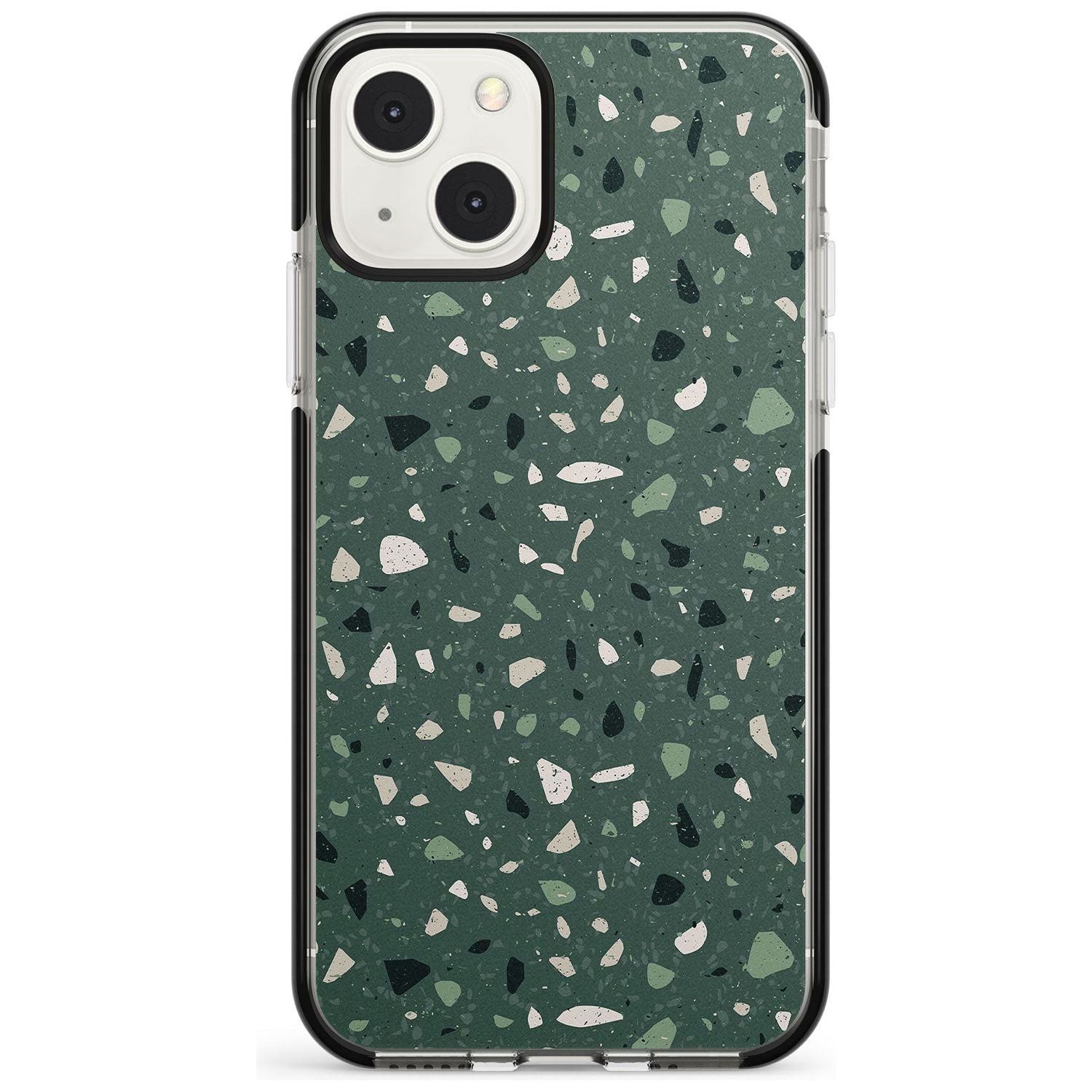 Green & Cream Terrazzo Pattern Phone Case iPhone 13 Mini / Black Impact Case Blanc Space
