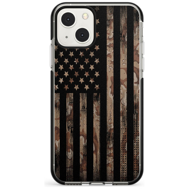 American Flag Camo Phone Case iPhone 13 Mini / Black Impact Case Blanc Space