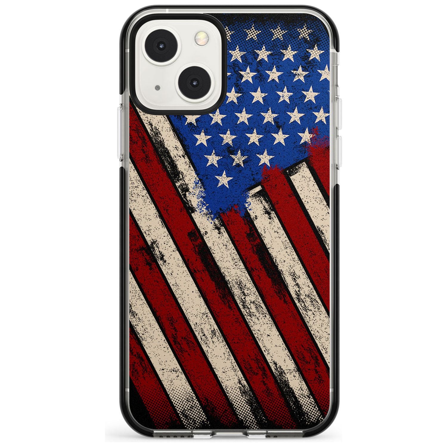 Distressed US Flag Black Impact Phone Case for iPhone 13 & 13 Mini