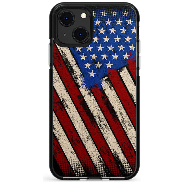 Distressed US Flag Black Impact Phone Case for iPhone 13 & 13 Mini