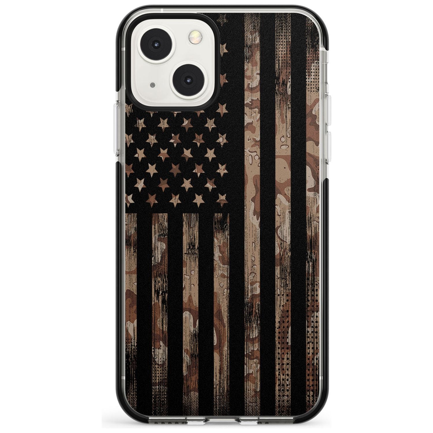 Desert Camo US Flag Black Impact Phone Case for iPhone 13 & 13 Mini
