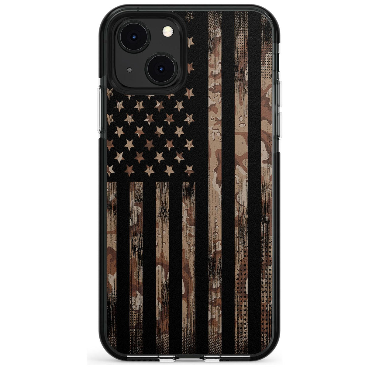 Desert Camo US Flag Black Impact Phone Case for iPhone 13 & 13 Mini