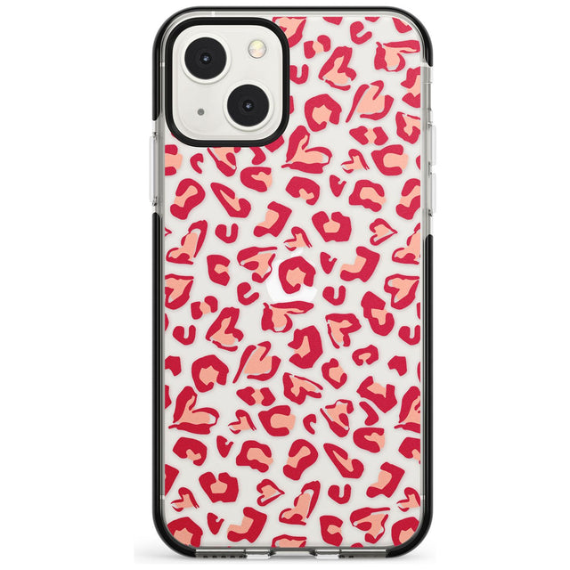 Heart Leopard Print Phone Case iPhone 13 Mini / Black Impact Case Blanc Space