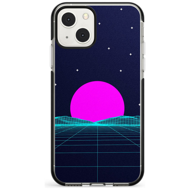 Miami Sunset Vaporwave Black Impact Phone Case for iPhone 13 & 13 Mini