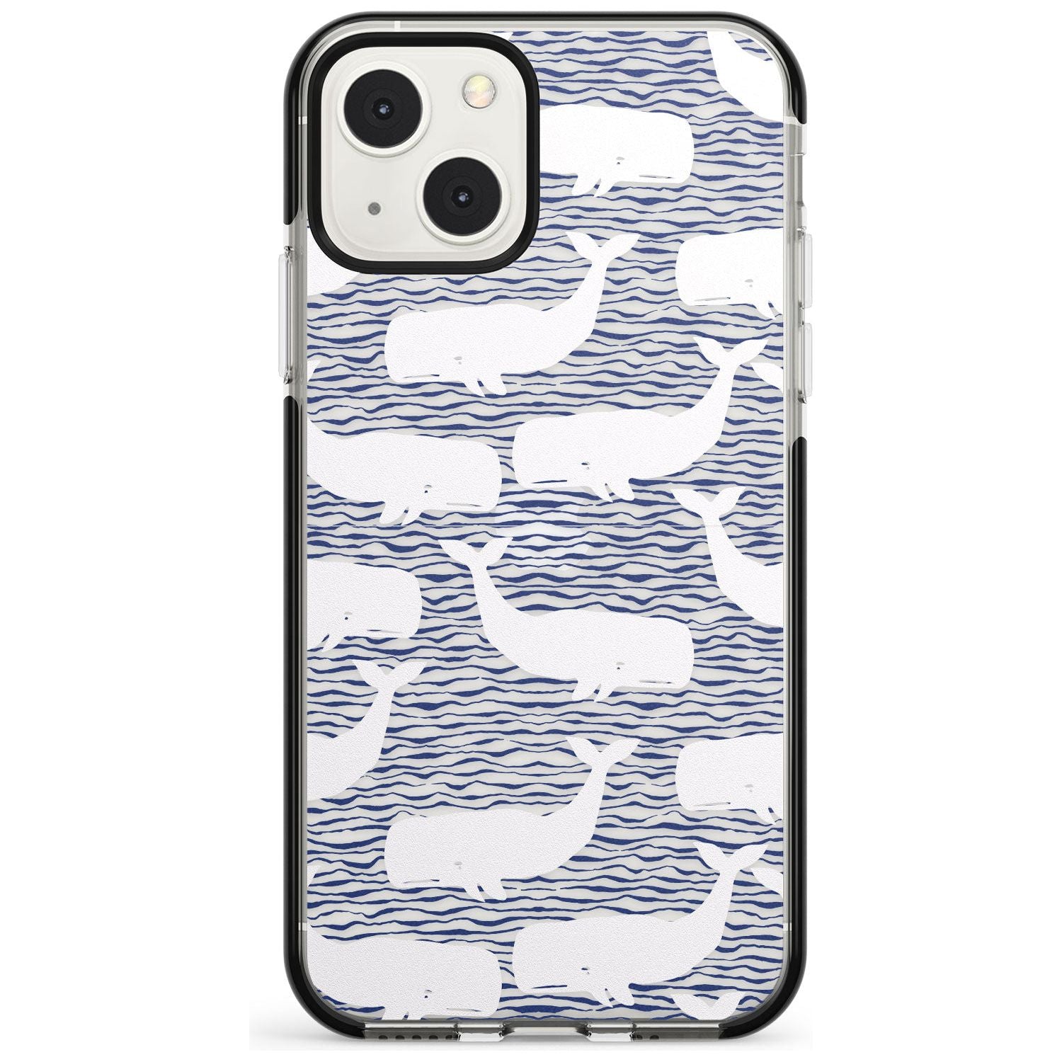 Cute Whales (Transparent) Phone Case iPhone 13 Mini / Black Impact Case Blanc Space