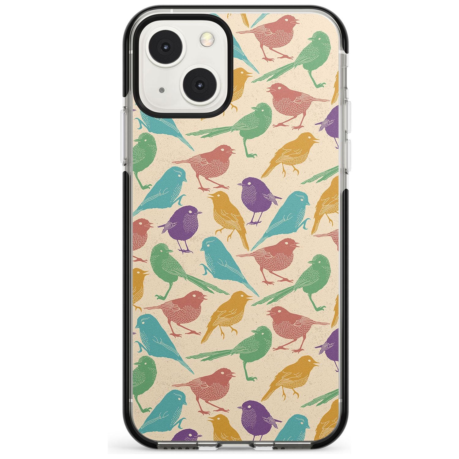 Colourful Feathered Friends Bird Phone Case iPhone 13 Mini / Black Impact Case Blanc Space