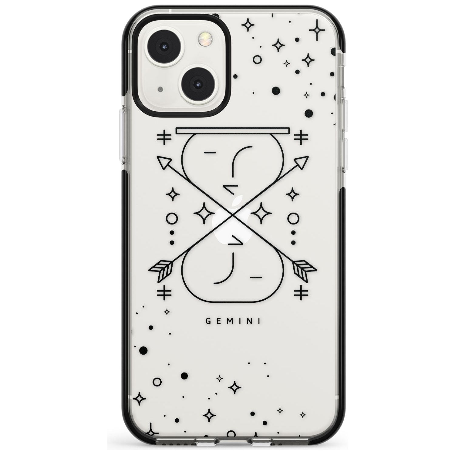 Gemini Emblem - Transparent Design Phone Case iPhone 13 Mini / Black Impact Case Blanc Space