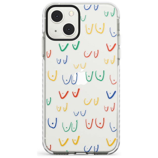 Free the boob (Mixed Colours) Phone Case iPhone 13 Mini / Impact Case Blanc Space