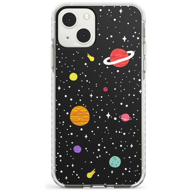 Cute Cartoon Planets Phone Case iPhone 13 Mini / Impact Case Blanc Space