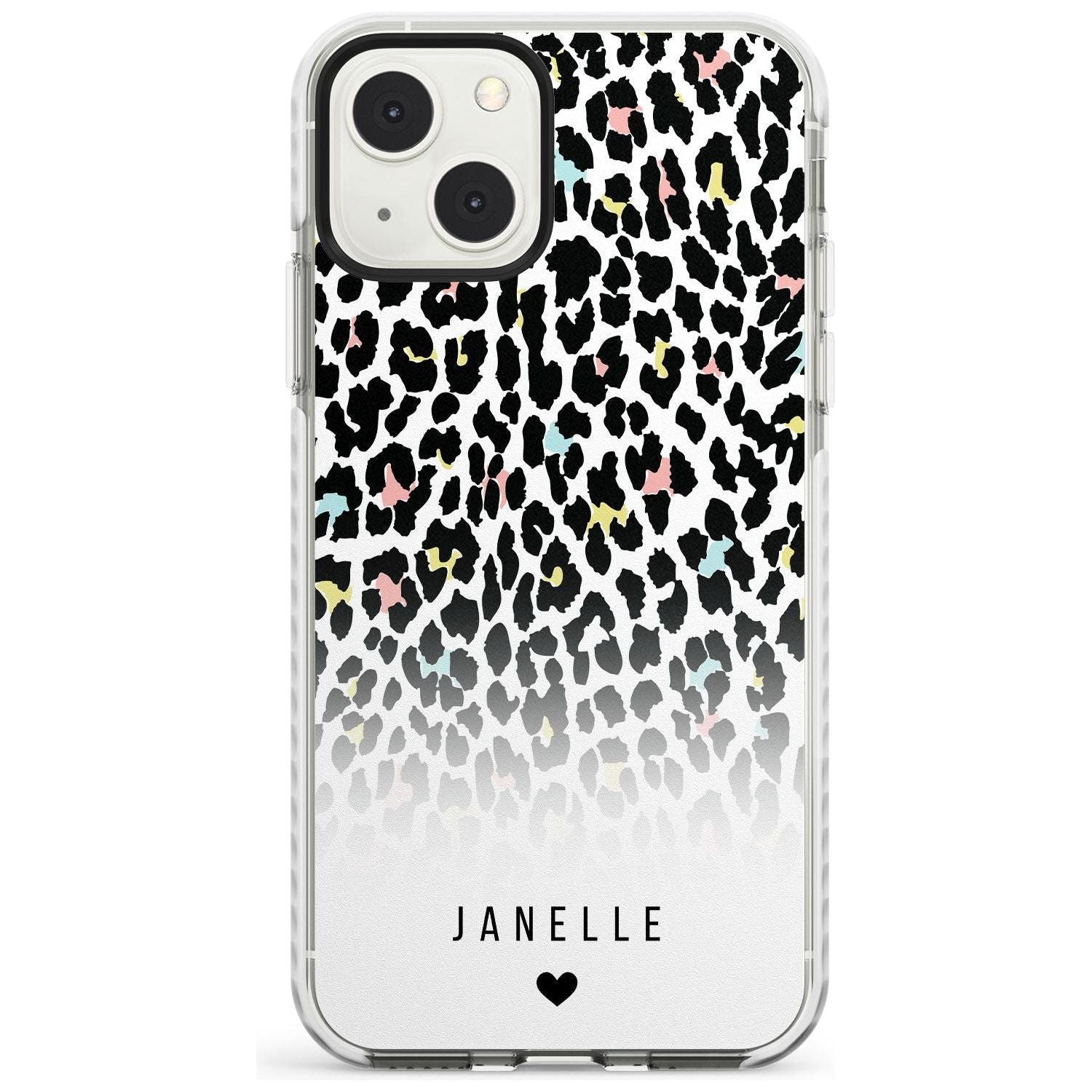 Personalised Pastel Leopard Spots Custom Phone Case iPhone 13 Mini / Impact Case Blanc Space