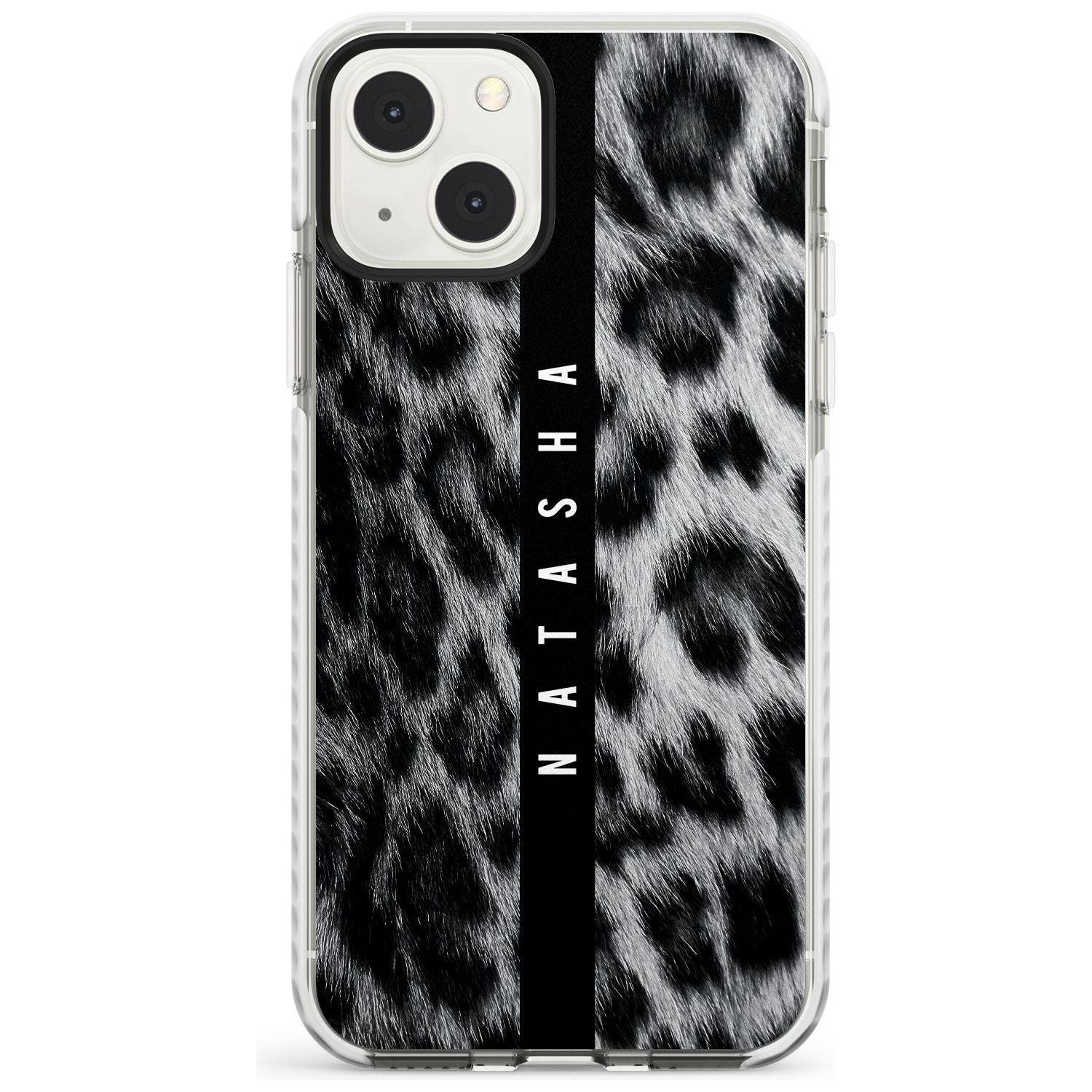 Personalised Snow Leopard Print Custom Phone Case iPhone 13 Mini / Impact Case Blanc Space