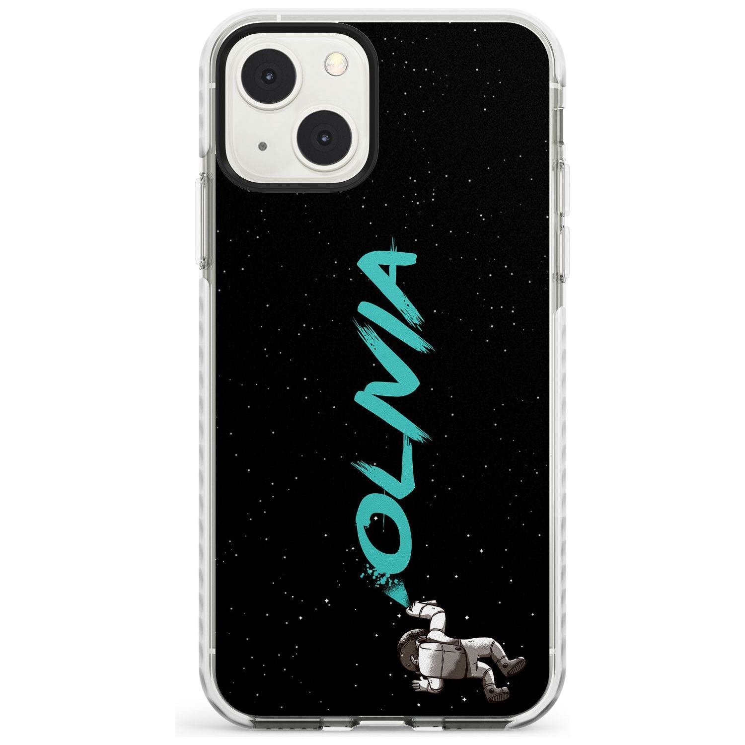 Personalised Graffiti Astronaut Custom Phone Case iPhone 13 Mini / Impact Case Blanc Space