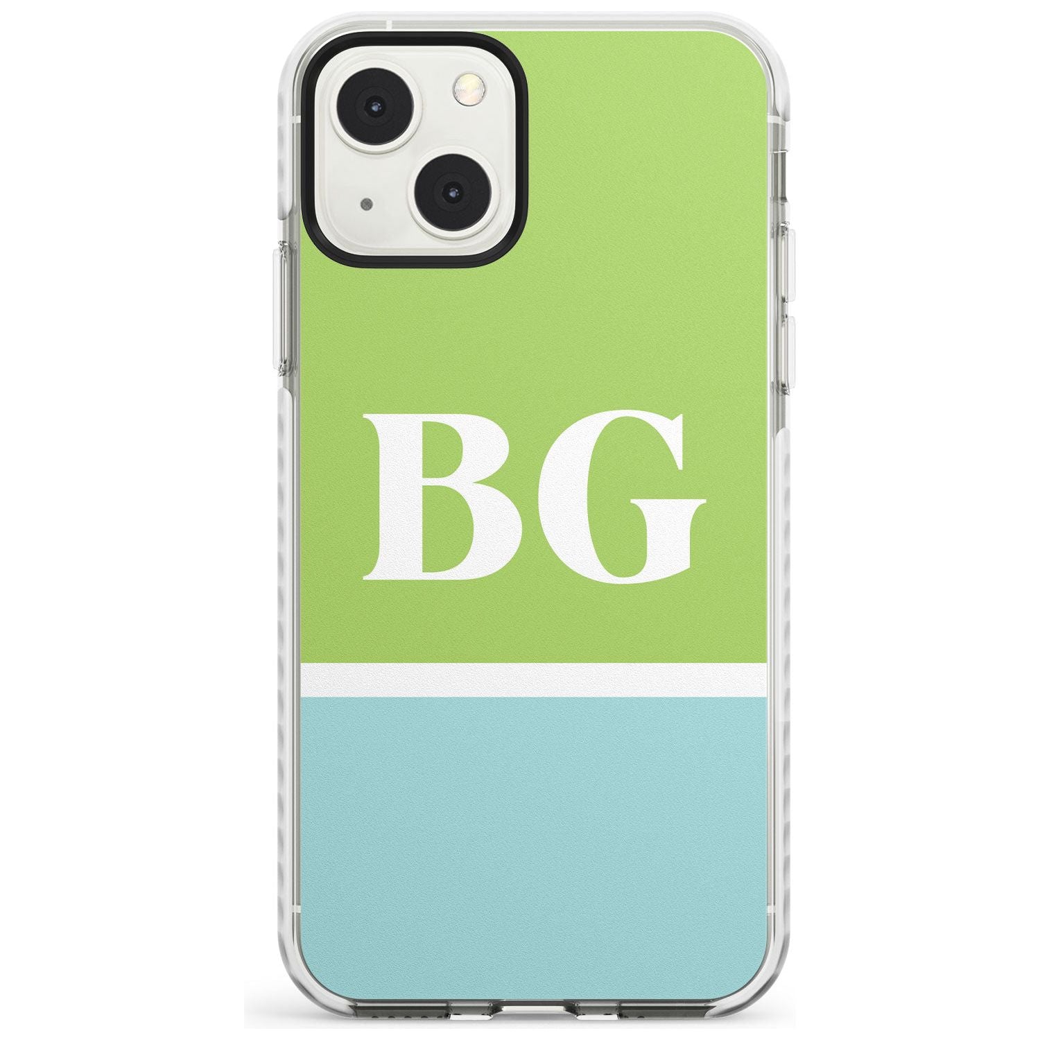 Personalised Colourblock: Green & Turquoise Custom Phone Case iPhone 13 Mini / Impact Case Blanc Space