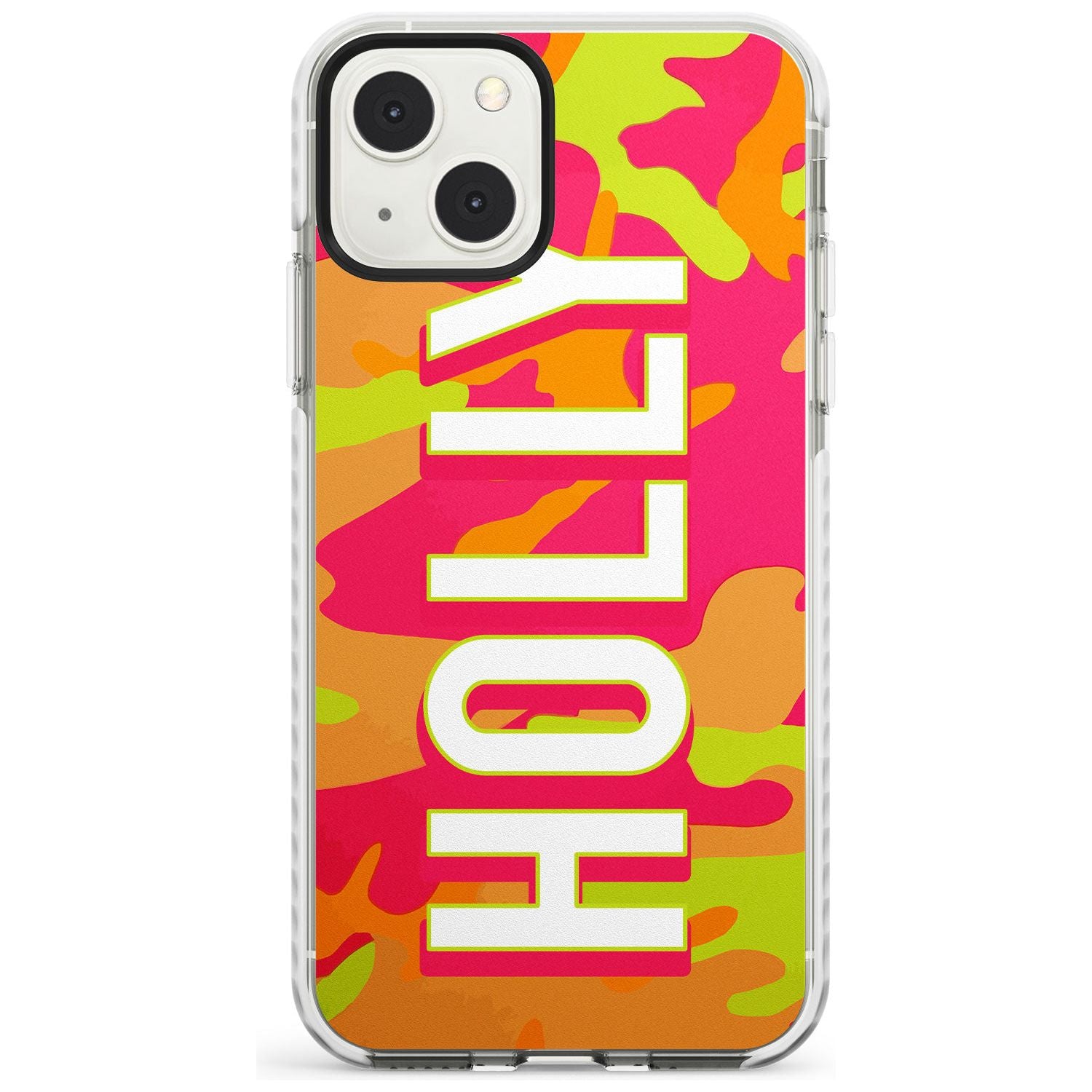 Personalised Colourful Neon Camo Custom Phone Case iPhone 13 Mini / Impact Case Blanc Space