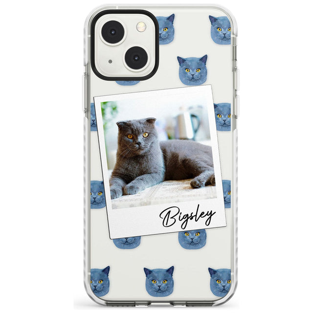 Personalised English Blue Cat Photo Custom Phone Case iPhone 13 Mini / Impact Case Blanc Space