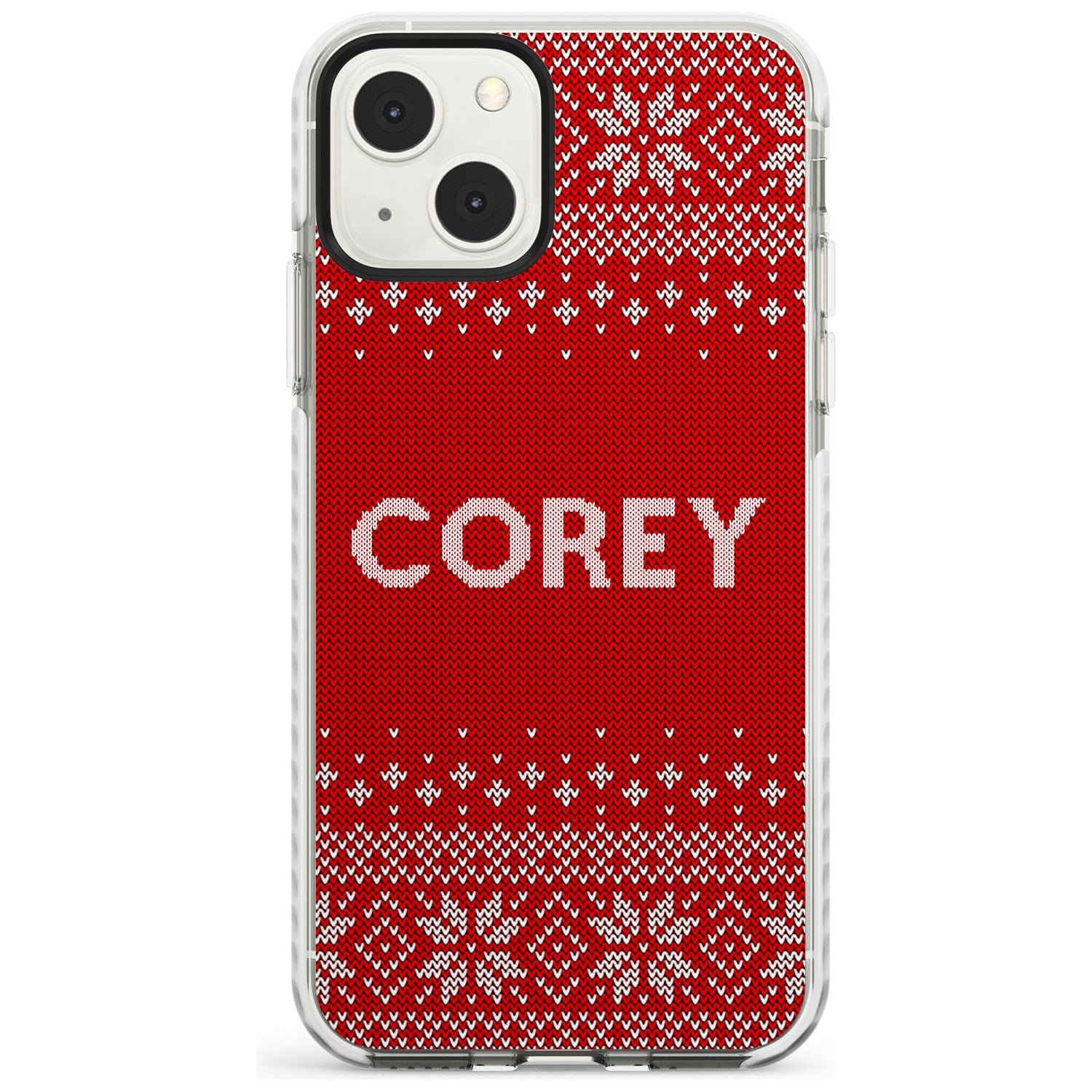 Personalised Red Christmas Knitted Jumper Impact Phone Case for iPhone 13 & 13 Mini
