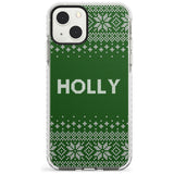 Personalised Green Christmas Knitted Jumper Impact Phone Case for iPhone 13 & 13 Mini