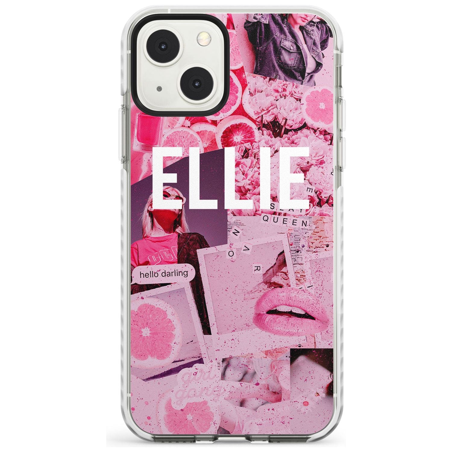 Personalised Sweet Pink Fashion Collage Custom Phone Case iPhone 13 Mini / Impact Case Blanc Space