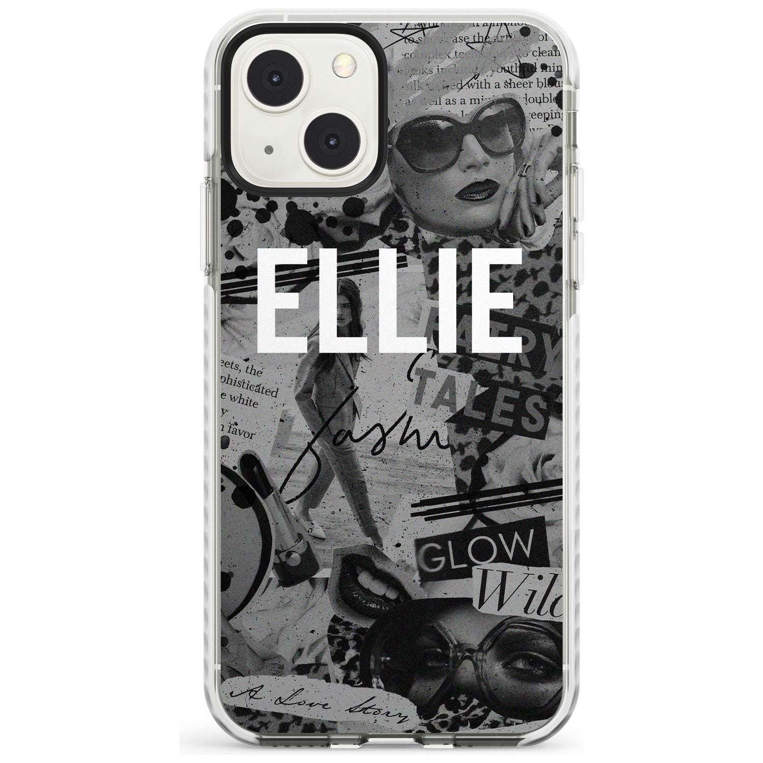 Personalised Grey Scale Fashion Collage Custom Phone Case iPhone 13 Mini / Impact Case Blanc Space