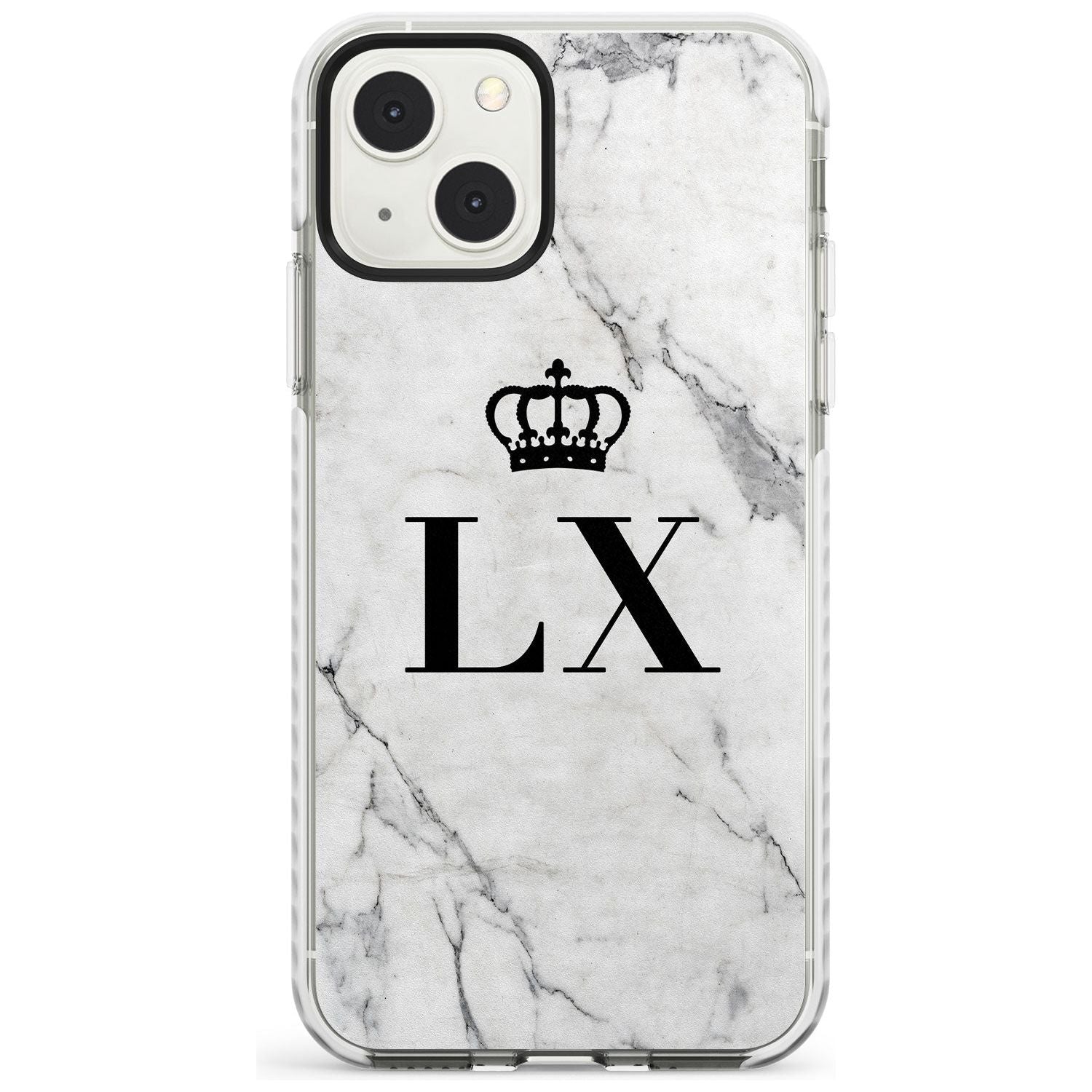 Personalised Initials with Crown on White Marble Custom Phone Case iPhone 13 Mini / Impact Case Blanc Space