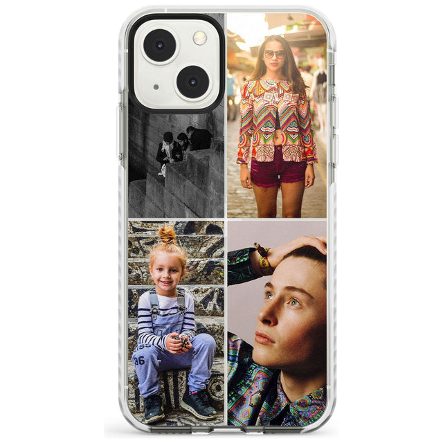 Personalised 4 Photo Grid Custom Phone Case iPhone 13 Mini / Impact Case Blanc Space