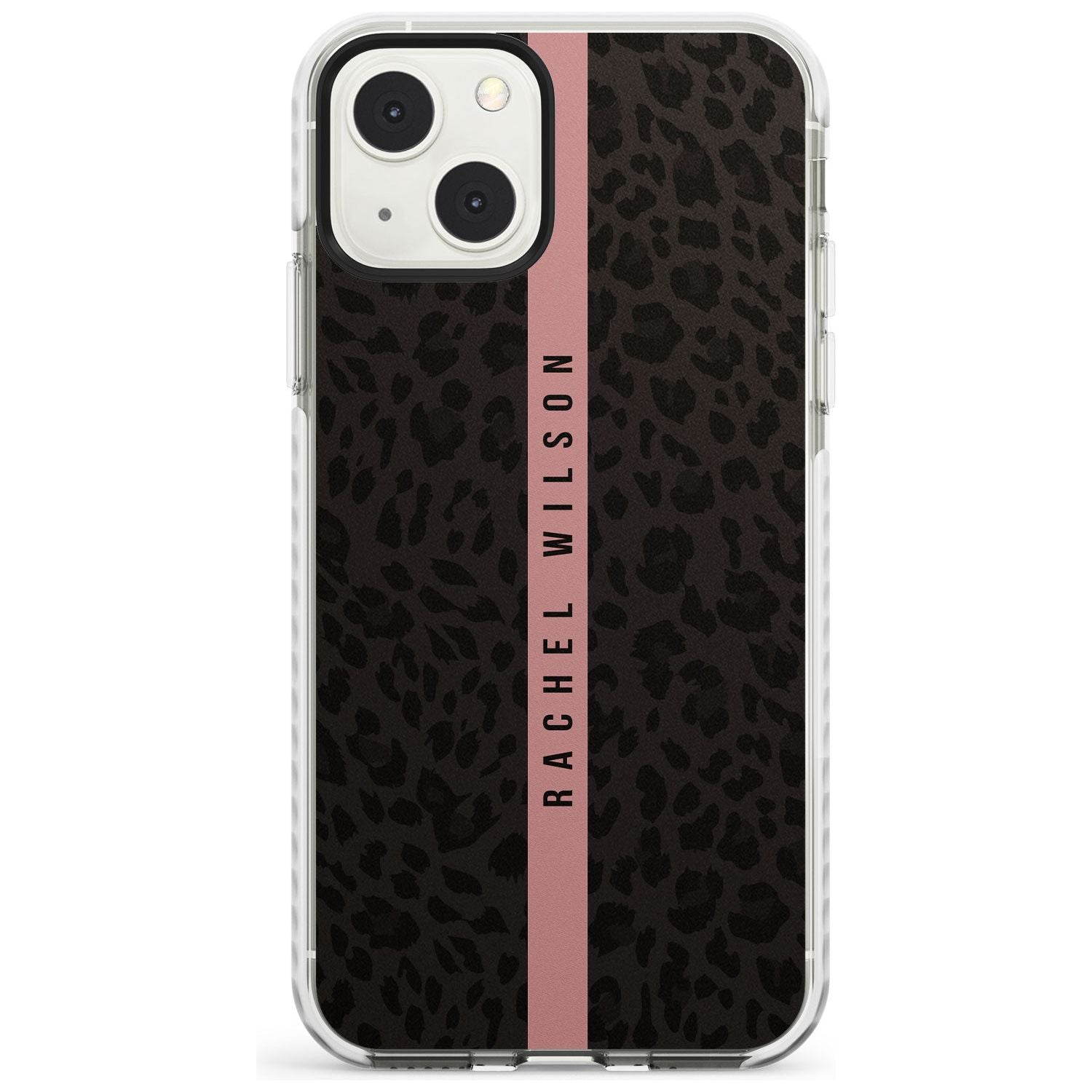 Personalised Pink Stripe Leopard Pattern Custom Phone Case iPhone 13 Mini / Impact Case Blanc Space