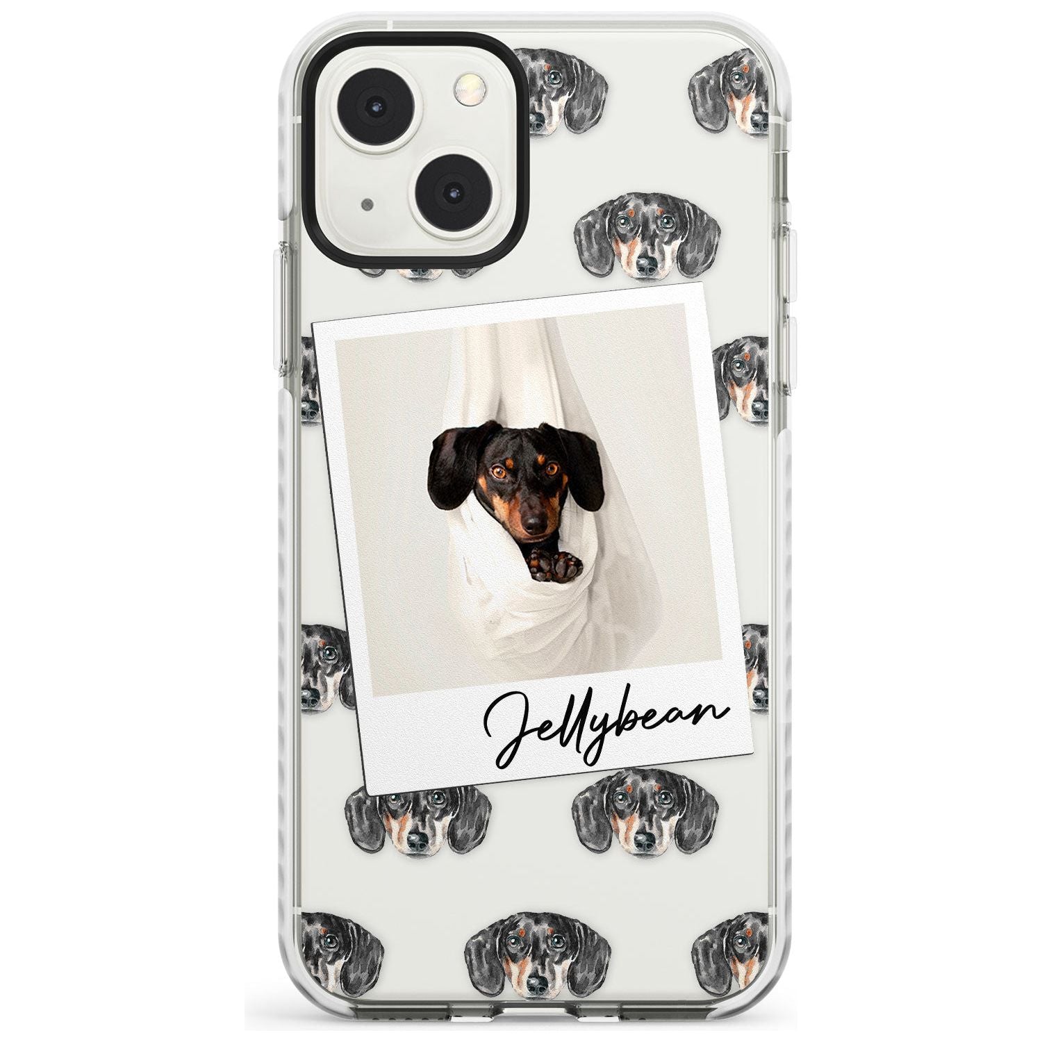Personalised Dachshund, Black- Dog Photo Custom Phone Case iPhone 13 Mini / Impact Case Blanc Space