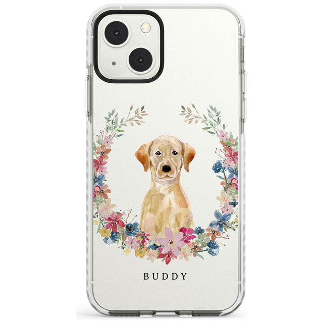 Personalised Yellow Labrador Retriever Dog Portrait Custom Phone Case iPhone 13 Mini / Impact Case Blanc Space