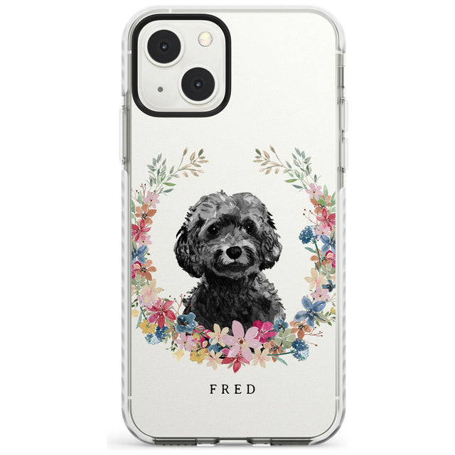 Personalised Black Cockapoo - Watercolour Dog Portrait Custom Phone Case iPhone 13 Mini / Impact Case Blanc Space