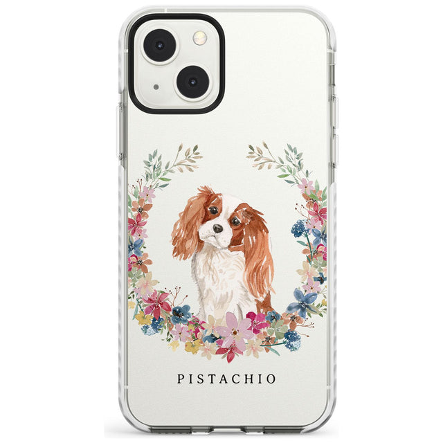 Personalised Cavalier King Charles Portrait Spaniel Custom Phone Case iPhone 13 Mini / Impact Case Blanc Space