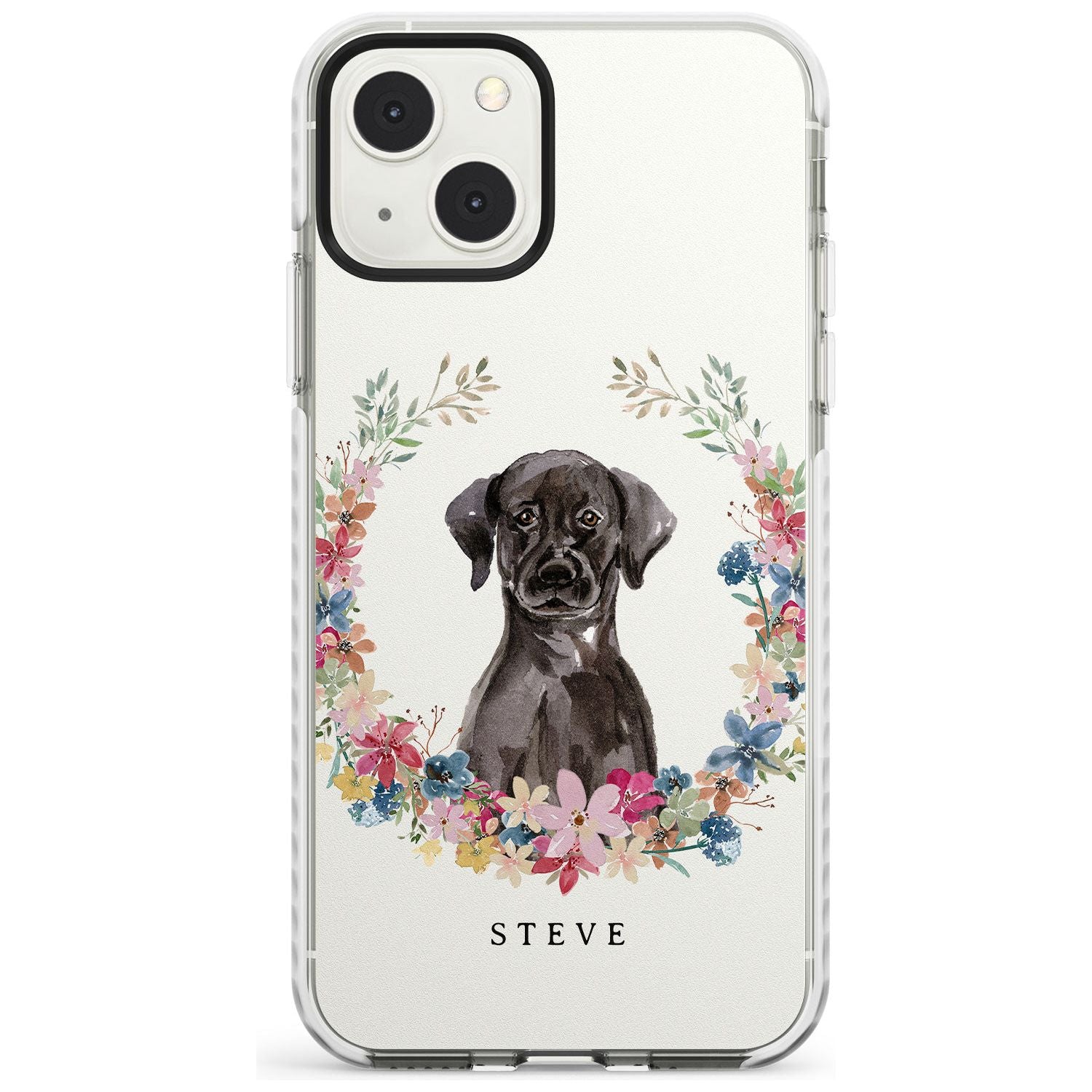Personalised Black Lab Watercolour Dog Portrait Custom Phone Case iPhone 13 Mini / Impact Case Blanc Space