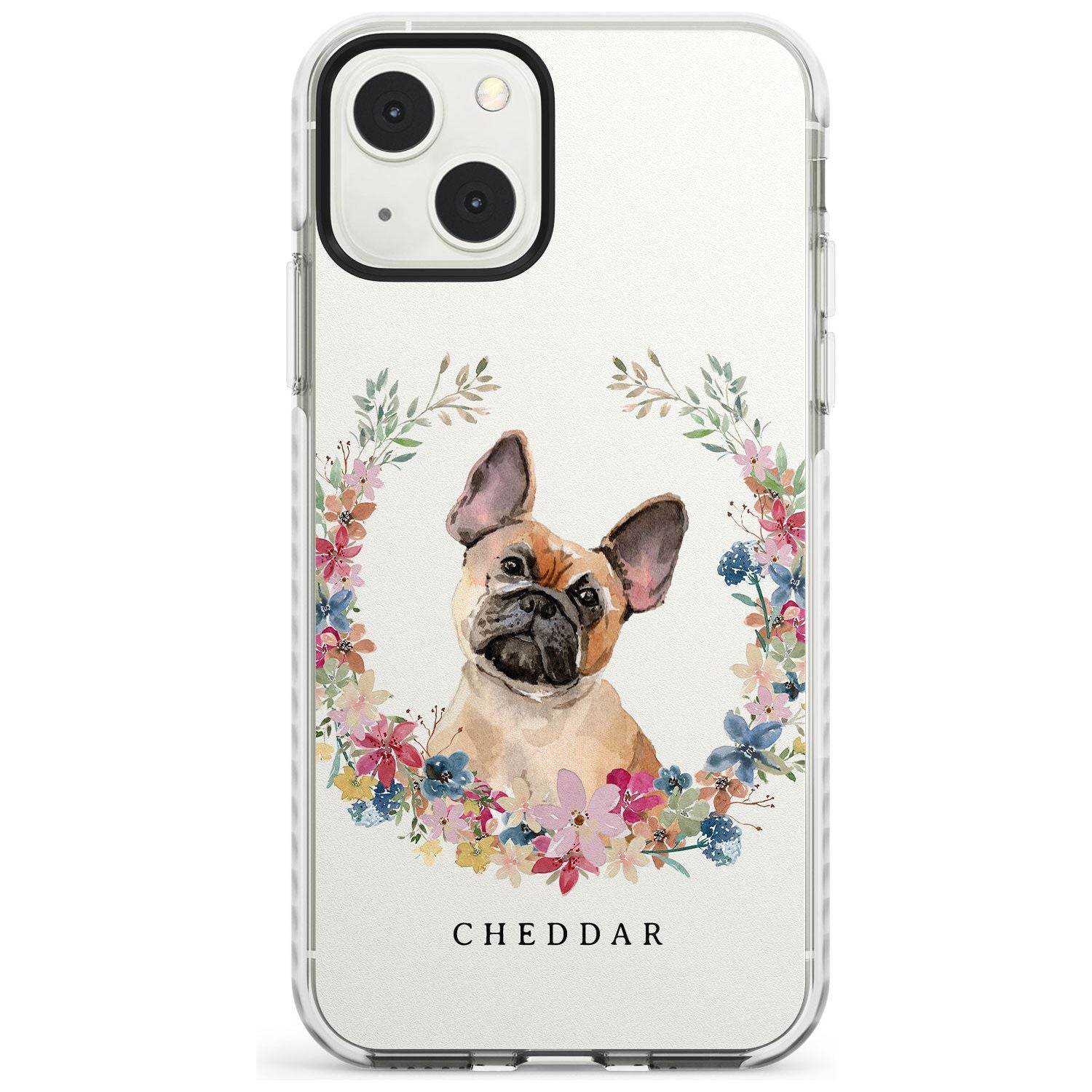 Personalised Tan French Bulldog Watercolour Dog Portrait Custom Phone Case iPhone 13 Mini / Impact Case Blanc Space