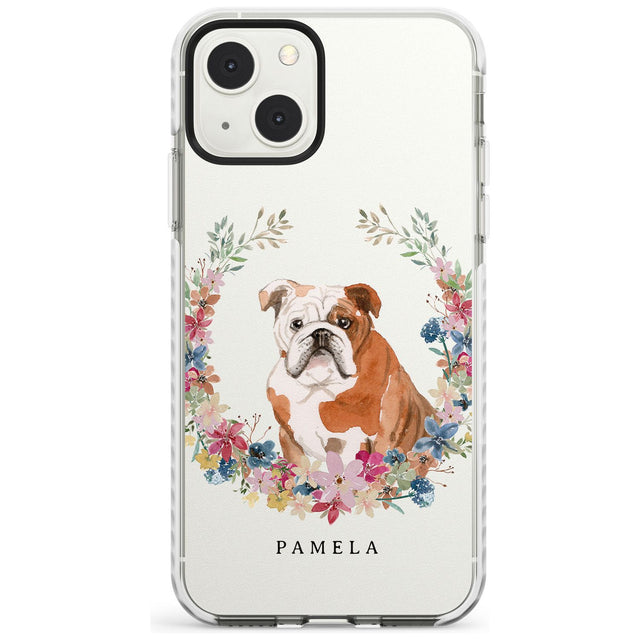 Personalised English Bulldog - Watercolour Dog Portrait Custom Phone Case iPhone 13 Mini / Impact Case Blanc Space
