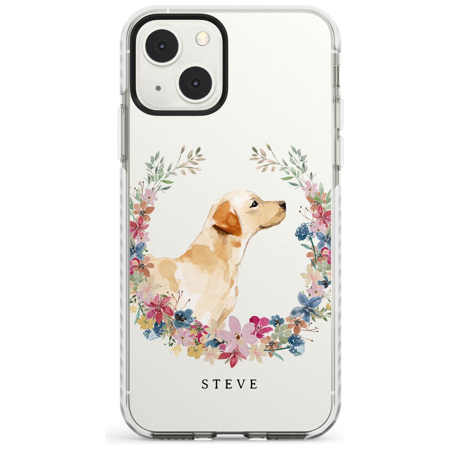Personalised Yellow Labrador - Watercolour Dog Portrait Custom Phone Case iPhone 13 Mini / Impact Case Blanc Space