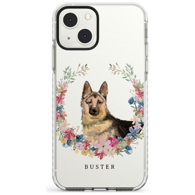 Personalised German Shepherd - Watercolour Dog Portrait Custom Phone Case iPhone 13 Mini / Impact Case Blanc Space