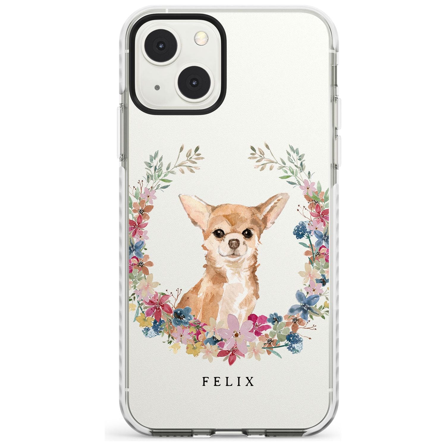 Personalised Chihuahua - Watercolour Dog Portrait Custom Phone Case iPhone 13 Mini / Impact Case Blanc Space