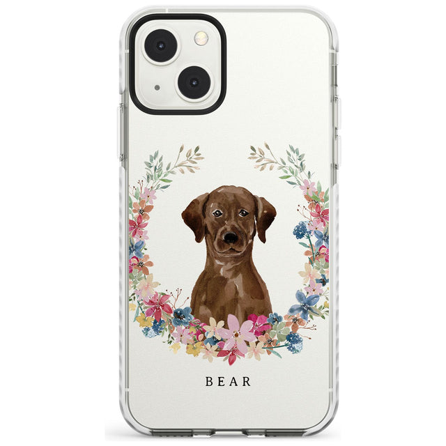 Personalised Chocolate Lab - Watercolour Dog Portrait Custom Phone Case iPhone 13 Mini / Impact Case Blanc Space