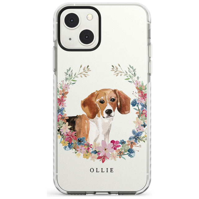 Personalised Beagle - Watercolour Dog Portrait Custom Phone Case iPhone 13 Mini / Impact Case Blanc Space