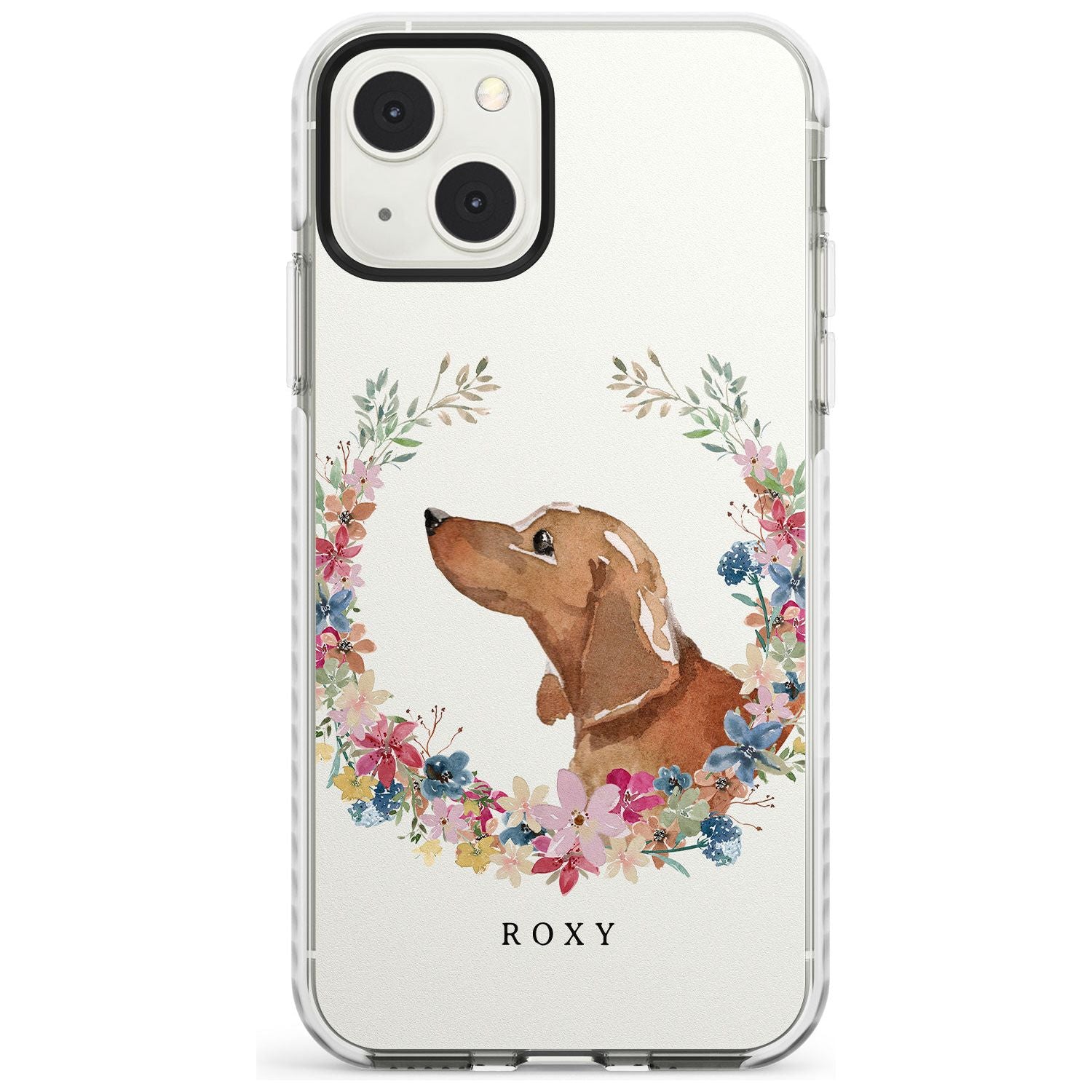 Personalised Tan Dachshund - Watercolour Dog Portrait Custom Phone Case iPhone 13 Mini / Impact Case Blanc Space