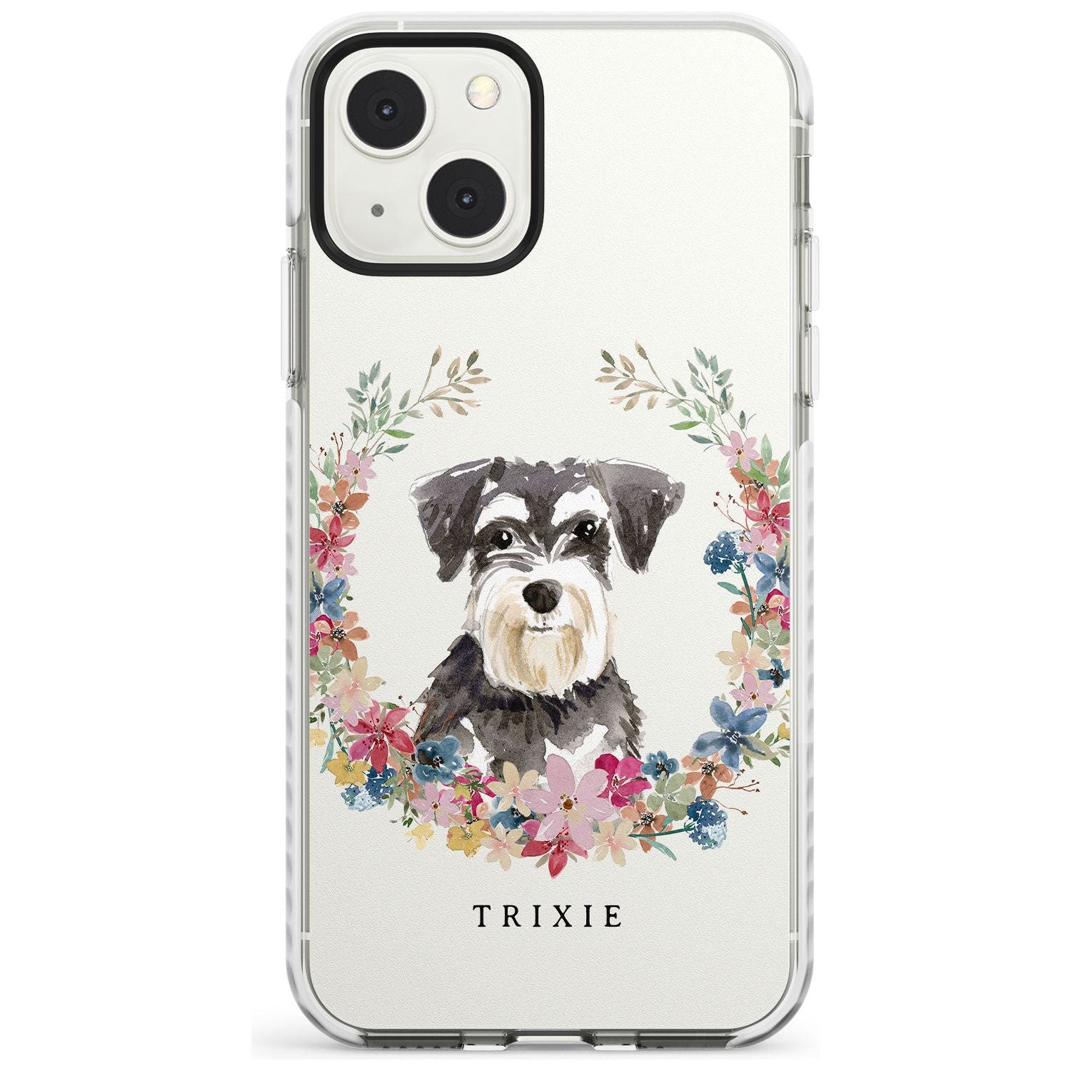 Personalised Miniature Schnauzer - Watercolour Dog Portrait Custom Phone Case iPhone 13 Mini / Impact Case Blanc Space