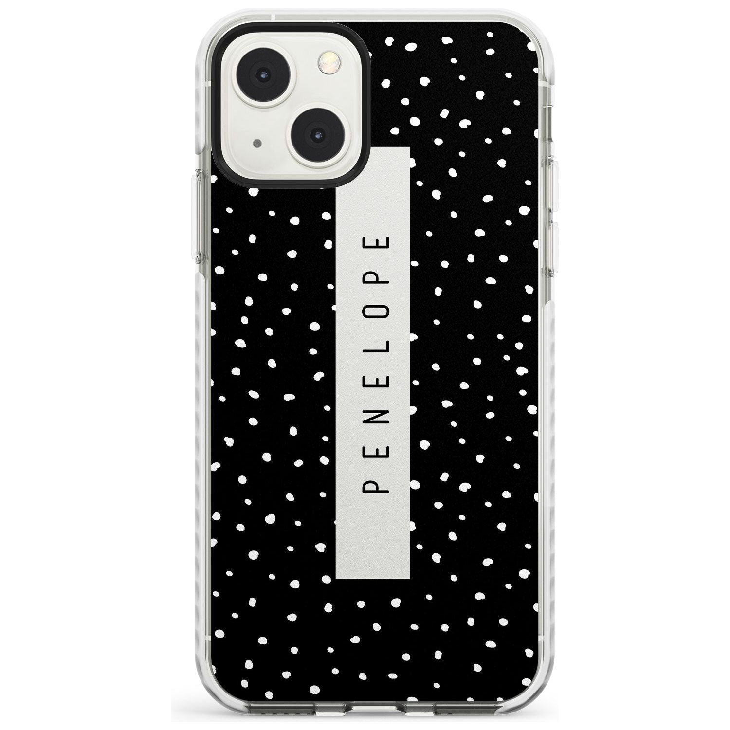 Personalised Black Dots Custom Phone Case iPhone 13 Mini / Impact Case Blanc Space