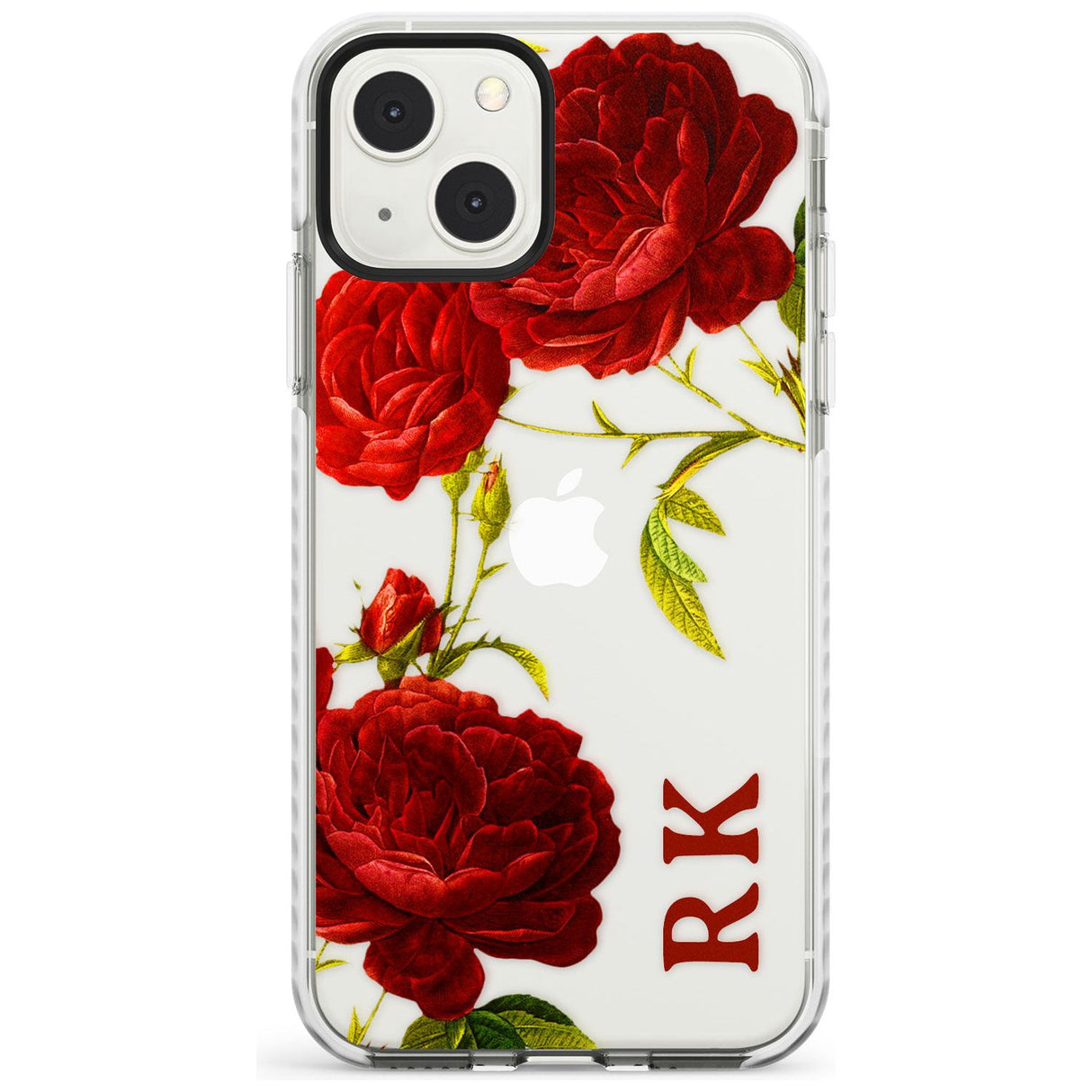 Personalised Clear Vintage Floral Red Roses Custom Phone Case iPhone 13 Mini / Impact Case Blanc Space