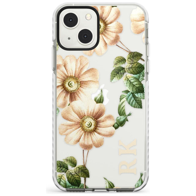 Personalised Clear Vintage Floral Cream Anemones Custom Phone Case iPhone 13 Mini / Impact Case Blanc Space