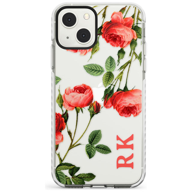 Personalised Clear Vintage Floral Pink Roses Custom Phone Case iPhone 13 Mini / Impact Case Blanc Space