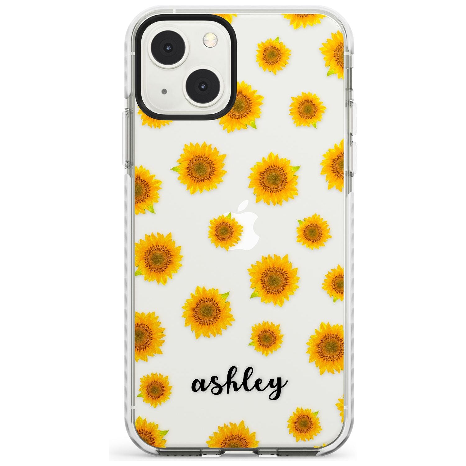 Personalised Sunflowers & Cursive Custom Phone Case iPhone 13 Mini / Impact Case Blanc Space